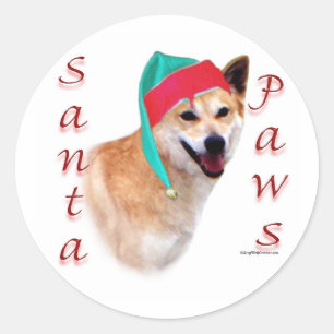 Canaan Dog Santa Paws Runder Aufkleber