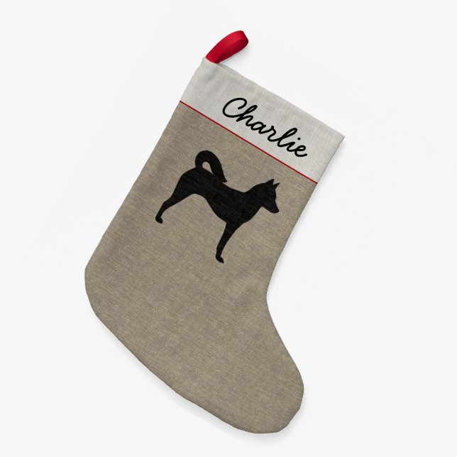 Canaan HundeSilhouette-Imitat-kundenspezifischer Kleiner Weihnachtsstrumpf (Vorderansicht (hängend))