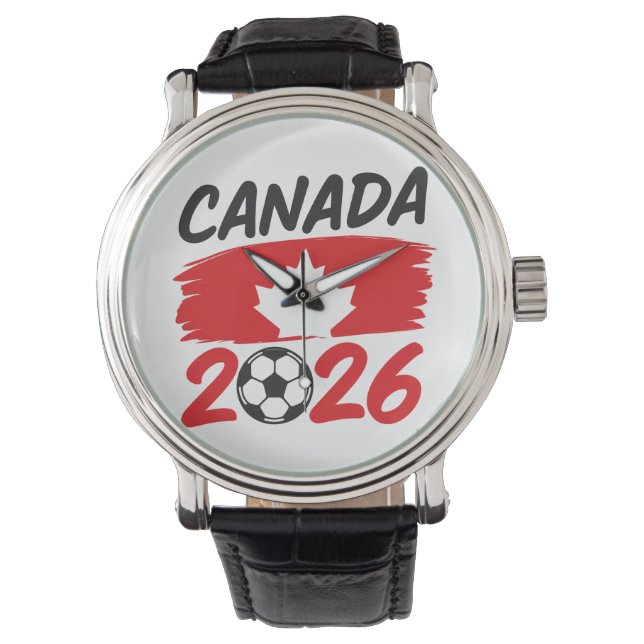 Canada 2026 Soccer Fan Design with Maple Leaf Armbanduhr (Vorderseite)