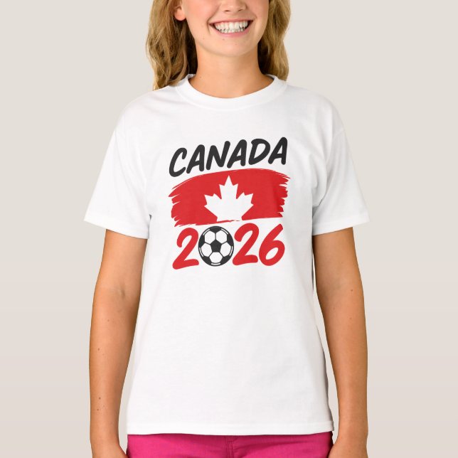 Canada 2026 Soccer Fan Design with Maple Leaf T-Shirt (Vorderseite)