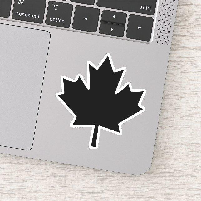 Canada Black Sketch Stylish Maple Leaf Aufkleber (Detail)