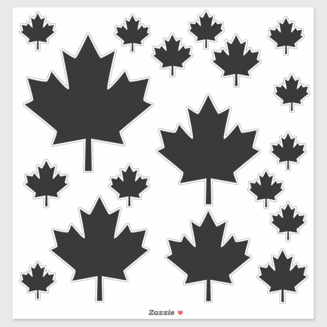Canada Black Sketch Stylish Maple Leaf Aufkleber (Blatt)