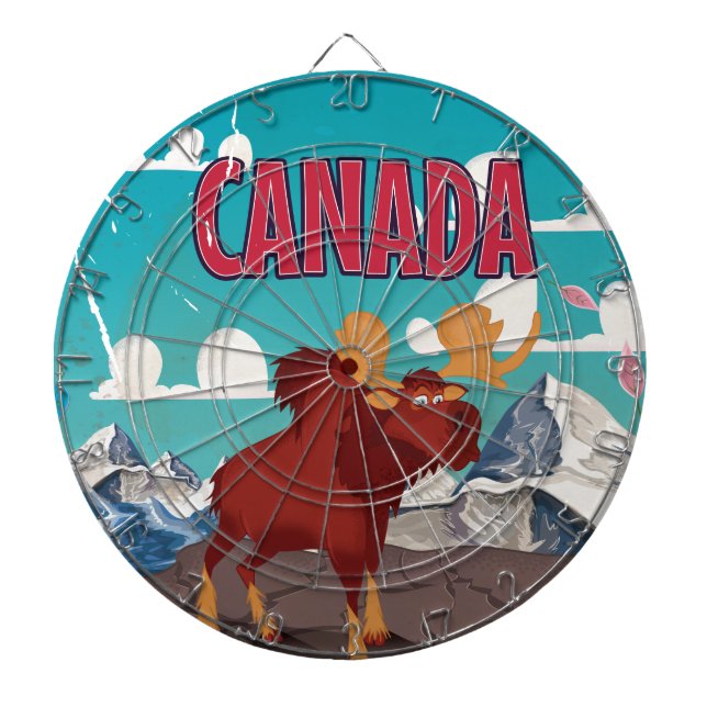 Canada Cartoon Vintag Elche Poster Dartscheibe (vorne)