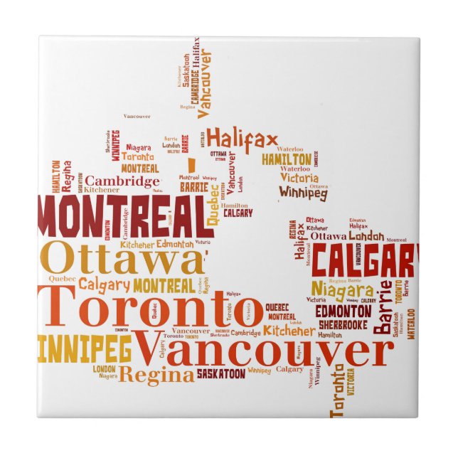Canada Cities Word Art Fliese (Vorderseite)