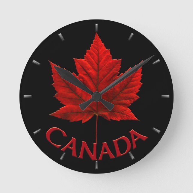 Canada Clock Canada Souvenir Wall Clocks & Gifts Runde Wanduhr (Vorderseite)
