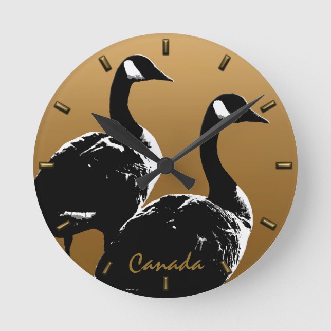 Canada Clock Canadian Goose Souvenir Wall Clock Runde Wanduhr (Vorderseite)