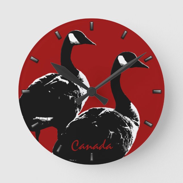 Canada Clock Canadian Goose Souvenir Wall Clock Runde Wanduhr (Vorderseite)