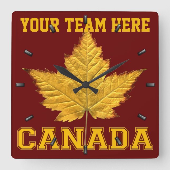 Canada Clock Sports Team Canada Souvenir Clock Quadratische Wanduhr (Vorderseite)