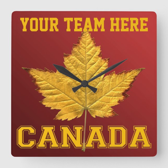 Canada Clock Sports Team Canada Souvenir Clock Quadratische Wanduhr (Vorderseite)