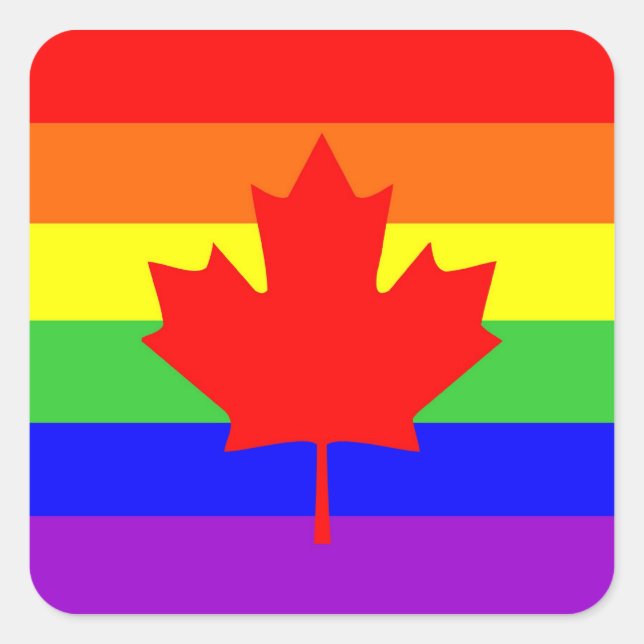 Canada Country Gay stolze Regenbogenflagge Quadratischer Aufkleber (Vorderseite)