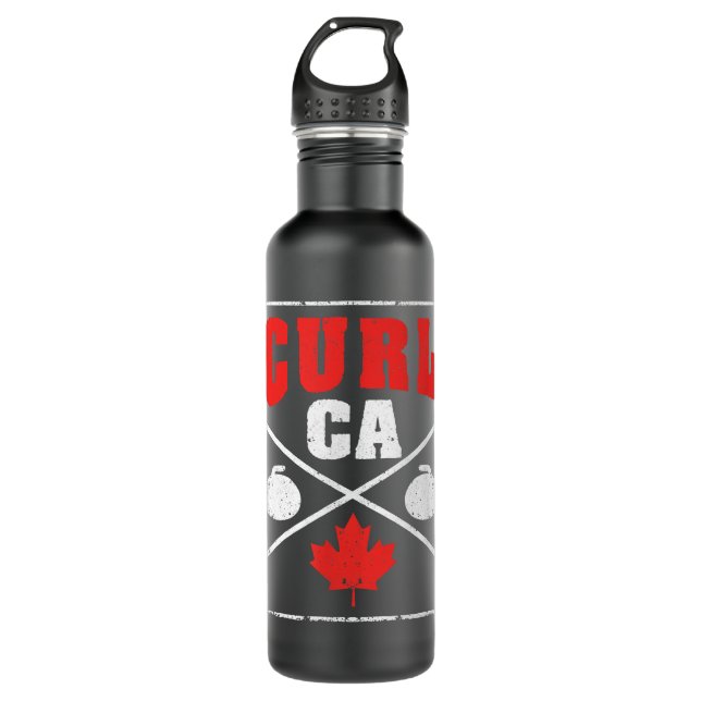 Canada Curling Team Canadian Curler Player Winter Edelstahlflasche (Vorderseite)