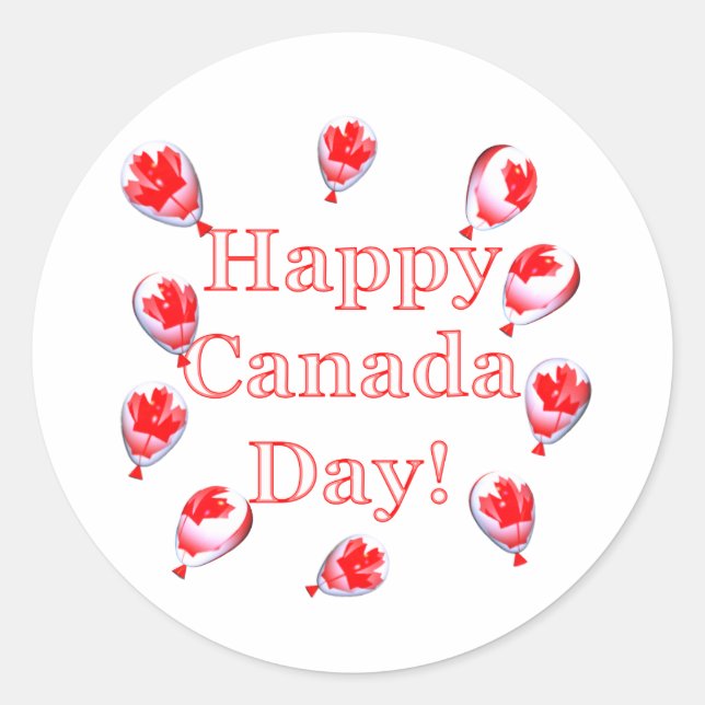 Canada Day Maple Leaf Balloons Runder Aufkleber (Vorderseite)
