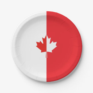 Canada Day Maple Leaf Red & White Pappteller