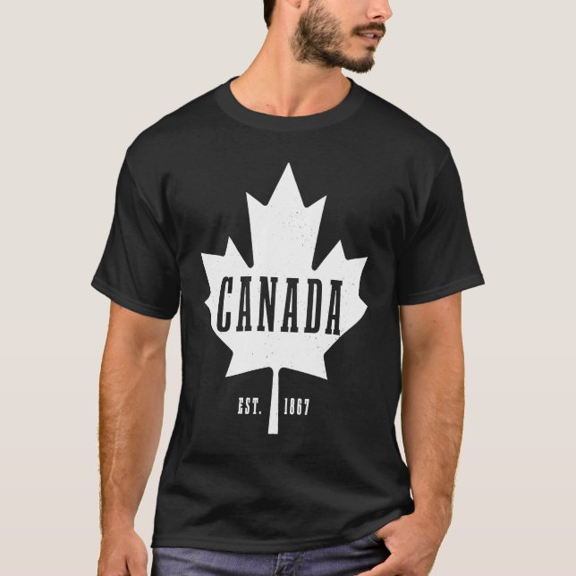 Canada Est 1867 Maple Leaf Canadian Flag Pride Roo T-Shirt (Vorderseite)