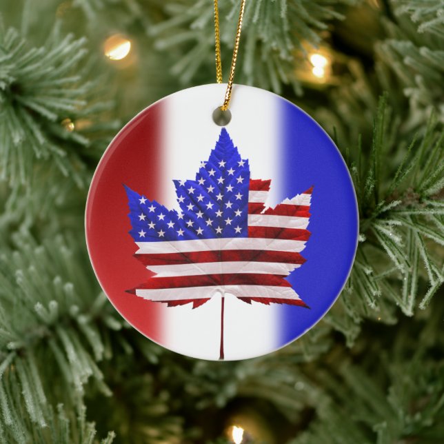 Canada États-Unis Ornement US Canada Souvenir Puck (Arbre)