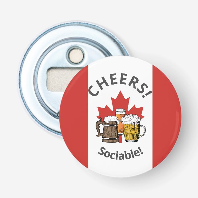 CANADA FLAG Cartoon 3 Biere Cheers Sociable Flaschenöffner (Vorderseite)