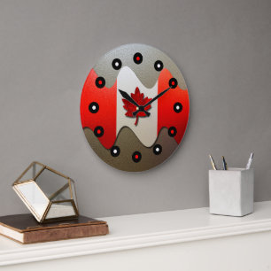 Canada Flag Chrome von Shirley Taylor Große Wanduhr
