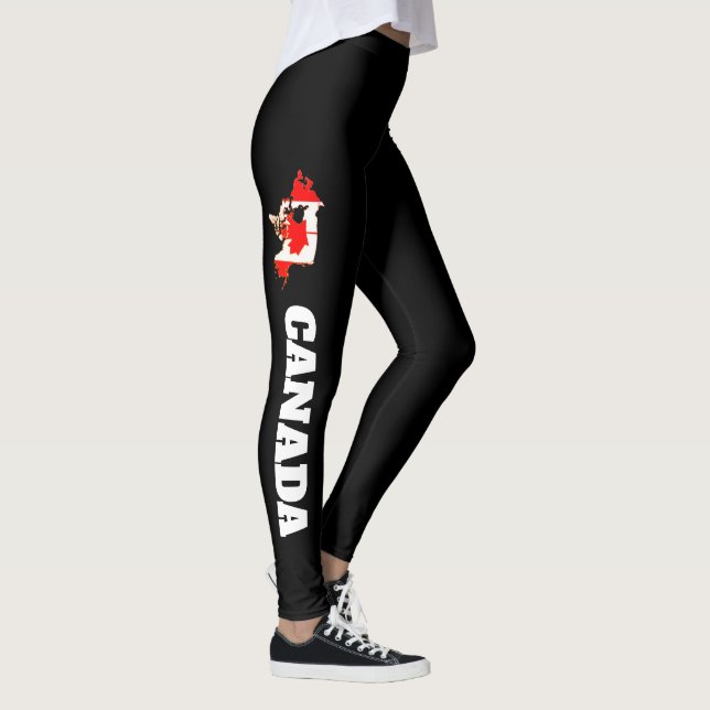 Canada Flag Design Red White Black Leggings Womens (Rechts)
