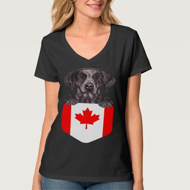 Canada Flag German Shorthaired Pointer Dog In Pock T-Shirt (Vorderseite)