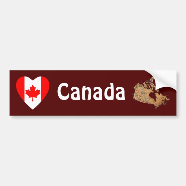 Canada Flag Heart + Map Autoaufkleber (Vorne)