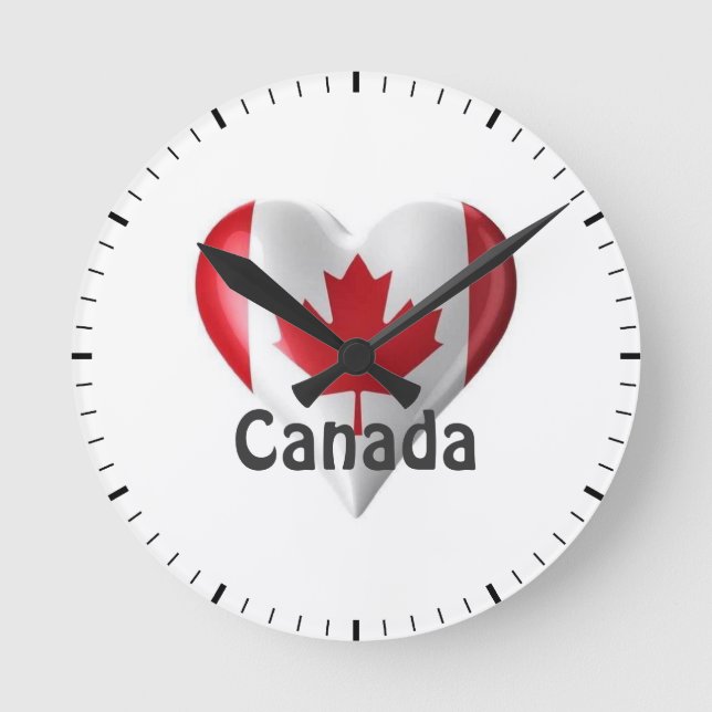 Canada Flag Heart Runde Wanduhr (Vorderseite)