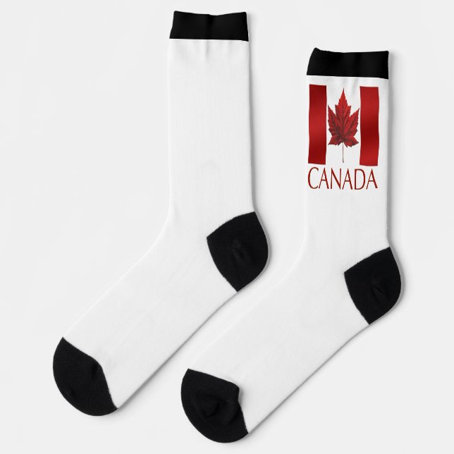 Canada Flag Socks Canada Souvenir Socks Customize Socken (Linkes Detail)