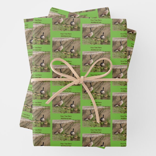 Canada Gänse Family Animal Personalisiert Geschenkpapier Set (Beispiel)