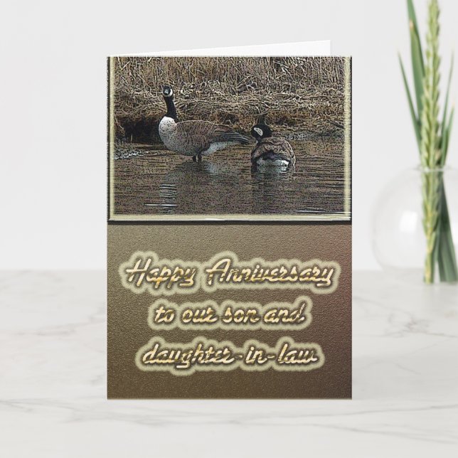 Canada Geese Anniversary Son Daughter-in-Law Card Karte (Vorderseite)