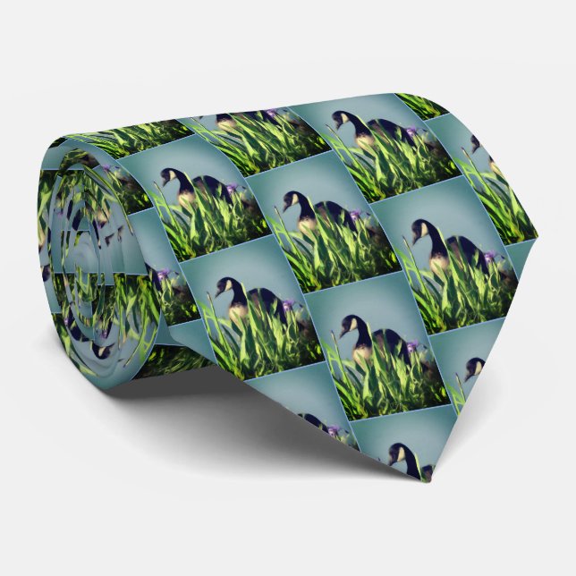 Canada Goose Irises Nature Art Blue Krawatte (Gerollt)