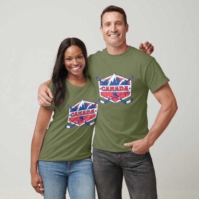 Canada Hockey Spirit Mountain Emblem T-Shirt (Unisex)