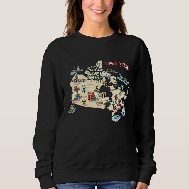 Canada map major cities Tourist Destinations attra Sweatshirt (Vorderseite)