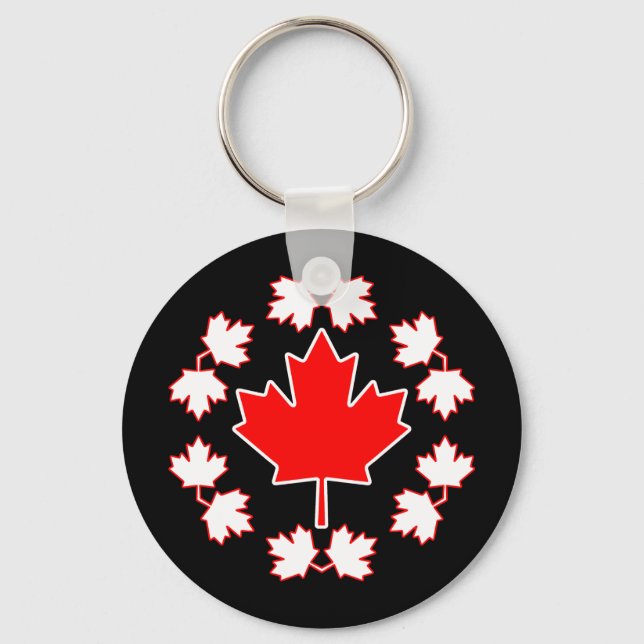 Canada Maple Leaf Circle Design Schlüsselanhänger (Vorderseite)