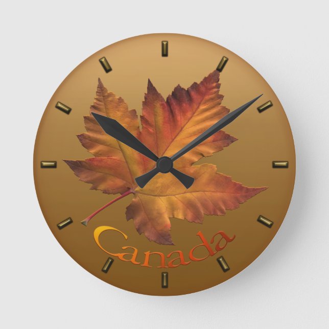 Canada Maple Leaf Clock Canada Souvenir Wall Clock Runde Wanduhr (Vorderseite)