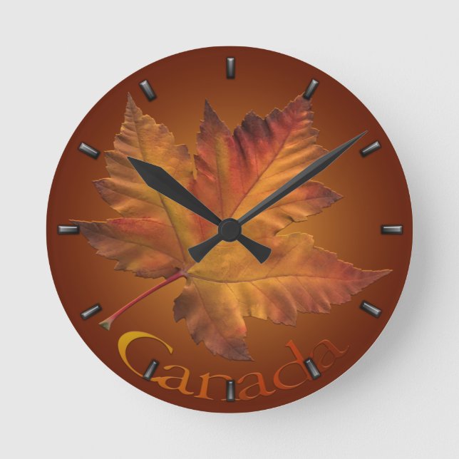 Canada Maple Leaf Clock Canada Souvenir Wall Clock Runde Wanduhr (Vorderseite)