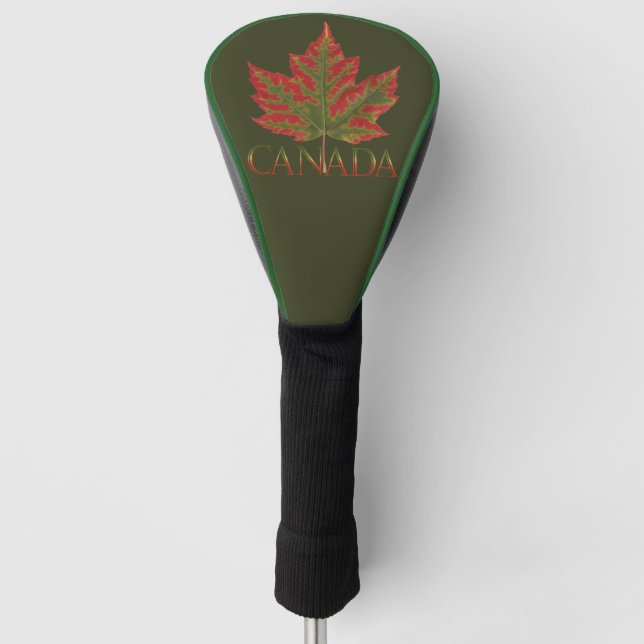 Canada Maple Leaf Fiery Golf Driver Cover Golf Headcover (Vorderseite)