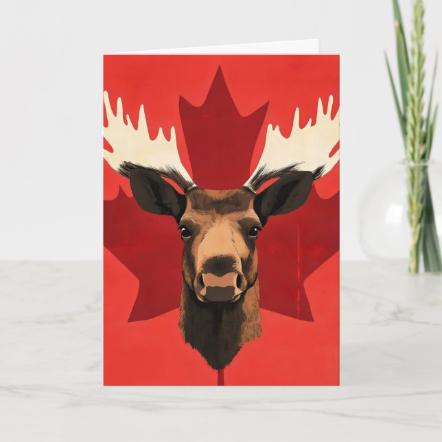 Canada Maple Leaf Moose Feiertagskarte (Vorderseite)