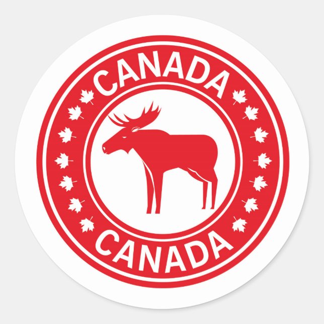 Canada Moose Maple Leaf | Kanada Day Runder Aufkleber (Vorderseite)