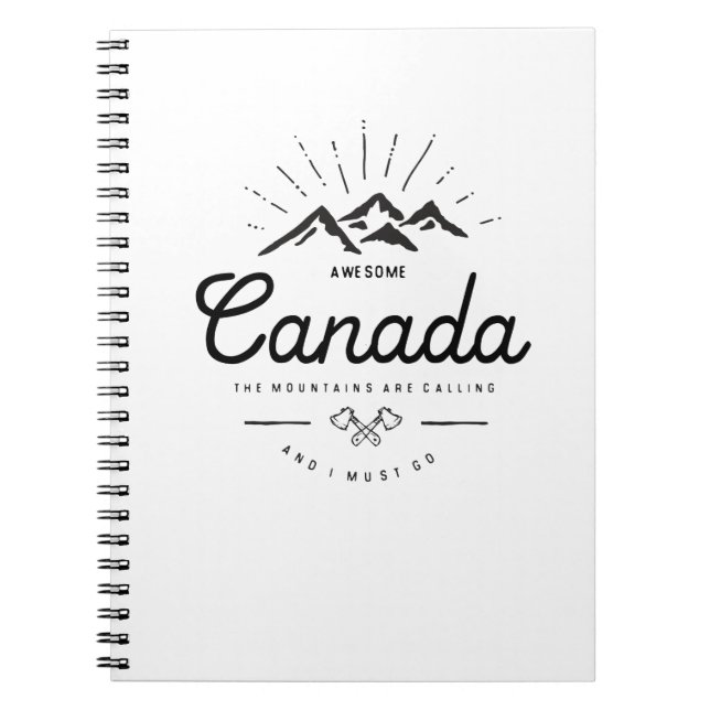Canada Mountains are Calling I Must Go Monotone Notizblock (Vorderseite)