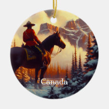 Canada Mounty Rockies Christmas Tree Ornament
