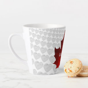 CANADA Red Maple Leaf White Hearts Milchtasse