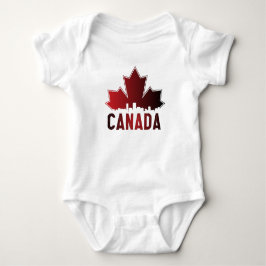 Canada Skyline Gradient Maple Leaf Patriotic Baby Strampler