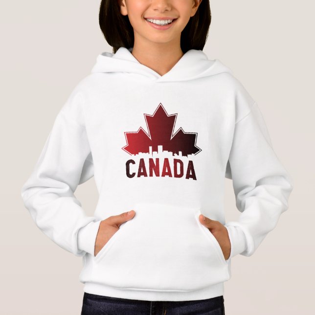 Canada Skyline Gradient Maple Leaf Patriotic Hoodie (Vorderseite)