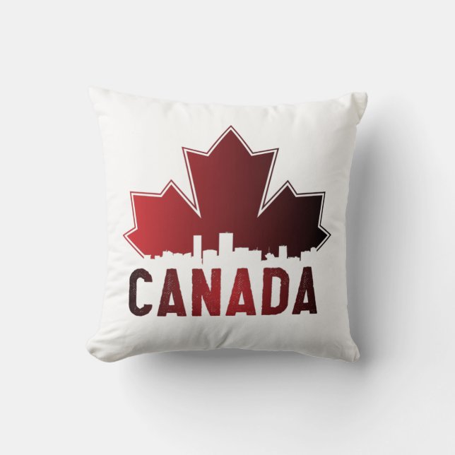 Canada Skyline Gradient Maple Leaf Patriotic Kissen (Vorderseite)