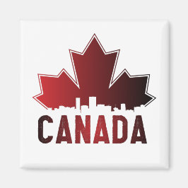 Canada Skyline Gradient Maple Leaf Patriotic Magnet