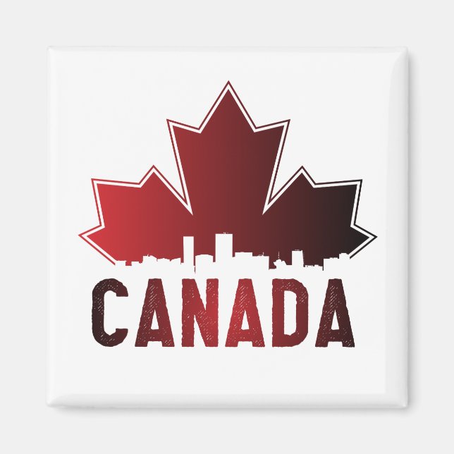 Canada Skyline Gradient Maple Leaf Patriotic Magnet (Vorne)