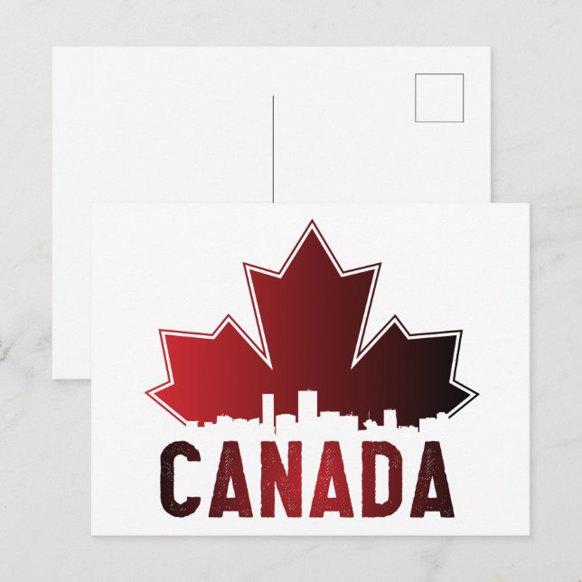 Canada Skyline Gradient Maple Leaf Patriotic Postkarte (Vorne/Hinten)