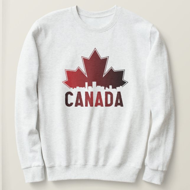 Canada Skyline Gradient Maple Leaf Patriotic Sweatshirt (Design vorne)