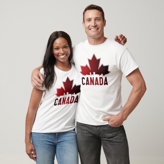 Canada Skyline Gradient Maple Leaf Patriotic T-Shirt (Unisex)