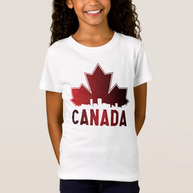 Canada Skyline Gradient Maple Leaf Patriotic T-Shirt (Vorderseite)