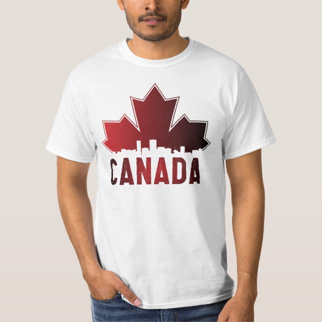 Canada Skyline Gradient Maple Leaf Patriotic T-Shirt (Vorderseite)